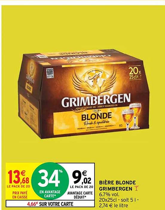 Promo Bière Blonde Grimbergen chez Intermarché Hyper iCatalogue fr