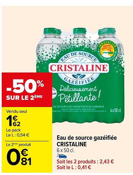 Promo Eau De Source Gazéifiée Cristaline chez Carrefour iCatalogue fr