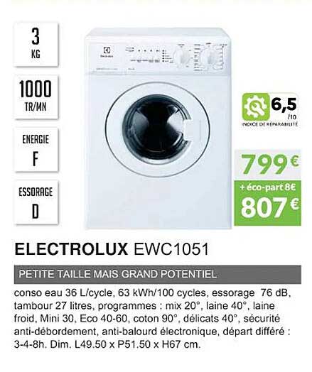 Promo Electrolux Ewc Petite Taille Mais Grand Potentiel Chez Copra