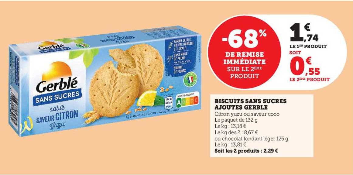 Promo Biscuits Sans Sucres Ajoutés Gerblé chez Super U iCatalogue fr