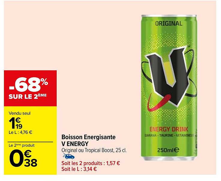 Promo Boisson énergisante V Energy chez Carrefour iCatalogue fr