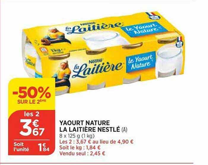 Promo Yaourt Nature La Laitière Nestlé chez Atac iCatalogue fr