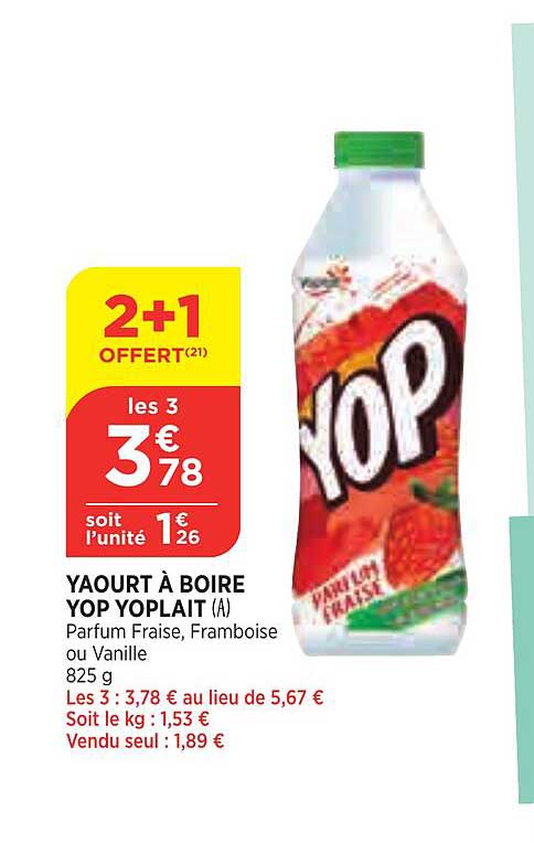 Offre Yaourt à Boire Yop Yoplait chez Bi1