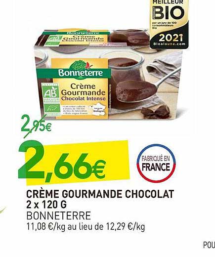 Promo Crème Gourmande Chocolat Bonneterre chez NaturéO iCatalogue fr