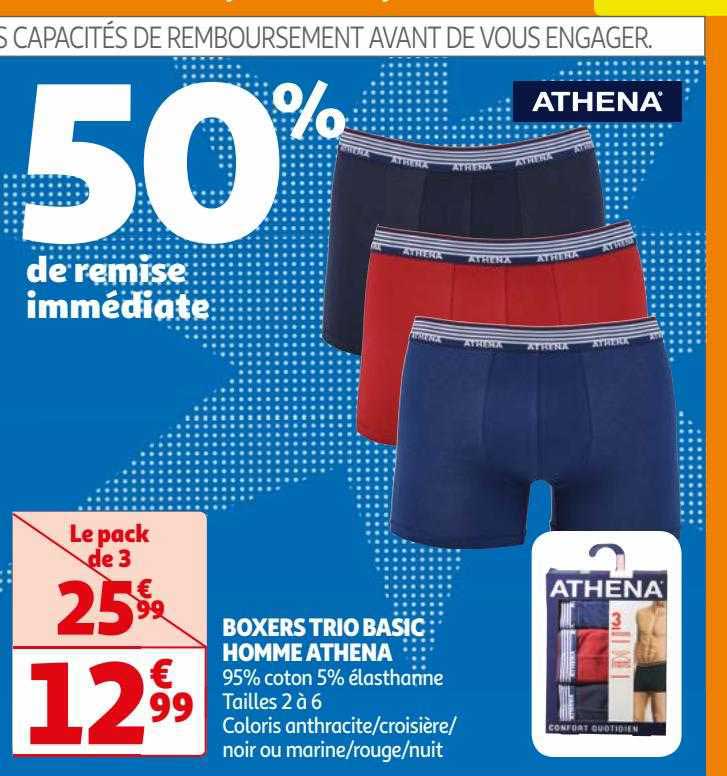 Promo Boxers Trio Basic Homme Athena Chez Auchan Icatalogue Fr