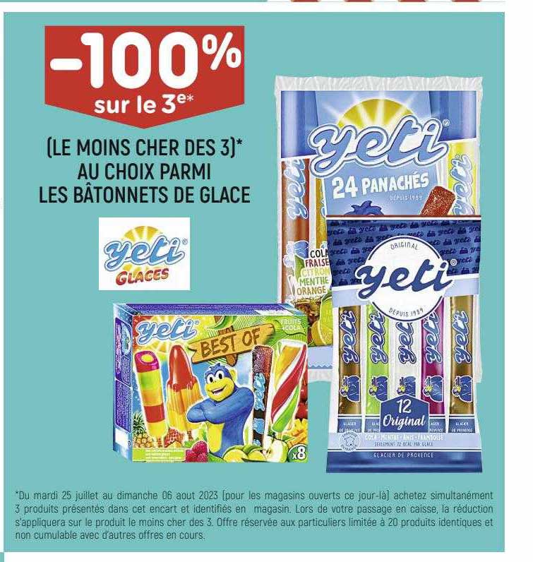 Promo Les Bâtonnets De Glace Yeti Glaces chez Leader Price iCatalogue fr