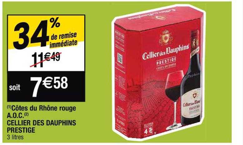 Promo C Tes Du Rh Ne Rouge A O C Cellier Des Dauphins Prestige Chez