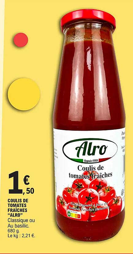 Promo Coulis De Tomates Fra Ches Alro Chez E Leclerc Icatalogue Fr