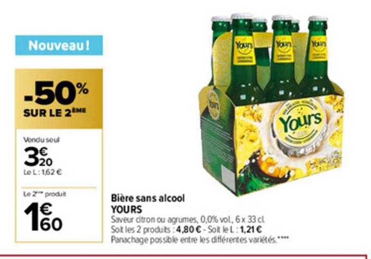 Promo Bi Re Sans Alcool Yours Chez Carrefour Icatalogue Fr