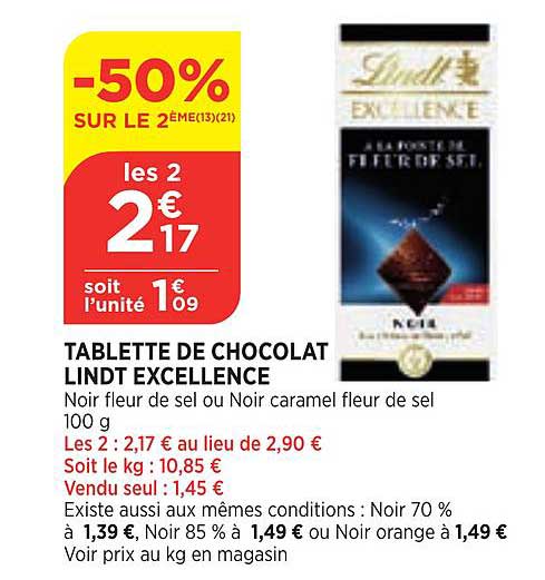 Promo Tablette De Chocolat Lindt Excellence Chez Atac ICatalogue Fr