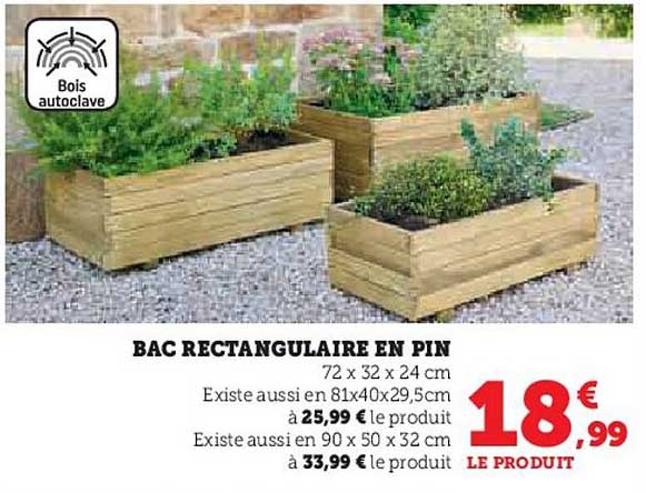 Promo Bac Rectangulaire En Pin Chez Hyper U ICatalogue Fr