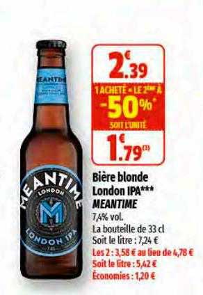 Promo Bière Blonde London Ipa Meantime chez Coccinelle Supermarché