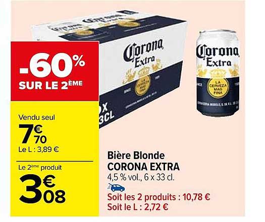 Promo Bi Re Blonde Corona Extra Chez Carrefour Icatalogue Fr