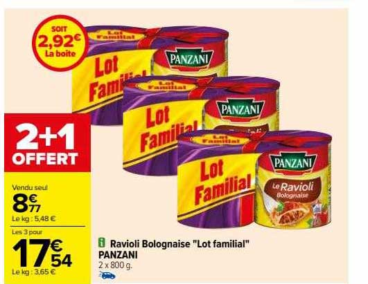 Promo Ravioli Bolognaise Lot Familial Panzani Chez Carrefour