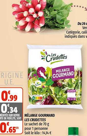 Offre Mélange Gourmand Les Crudettes chez Coccinelle Supermarche