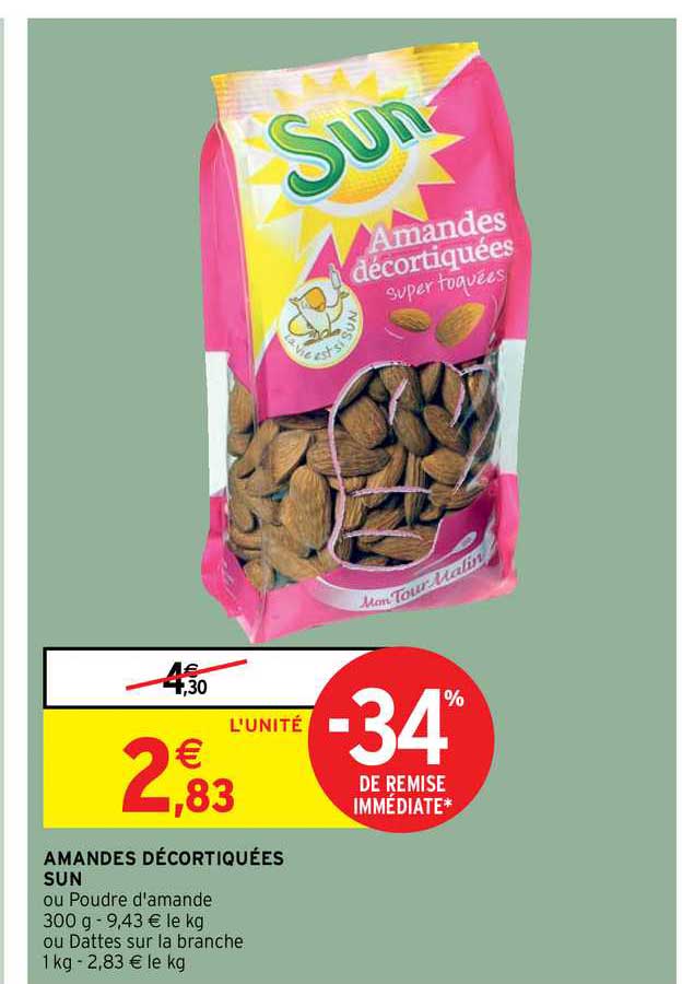 Promo Amandes Décortiquées Sun chez Intermarché iCatalogue fr