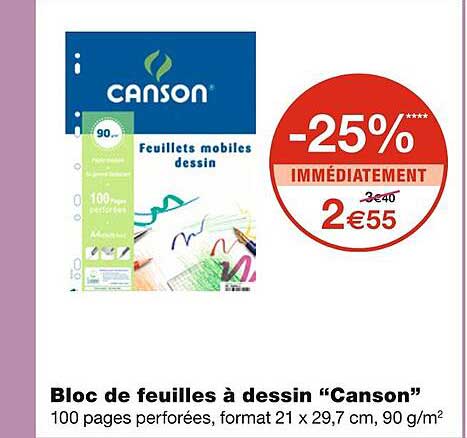 Promo Bloc De Feuilles à Dessin canson chez Monoprix iCatalogue fr