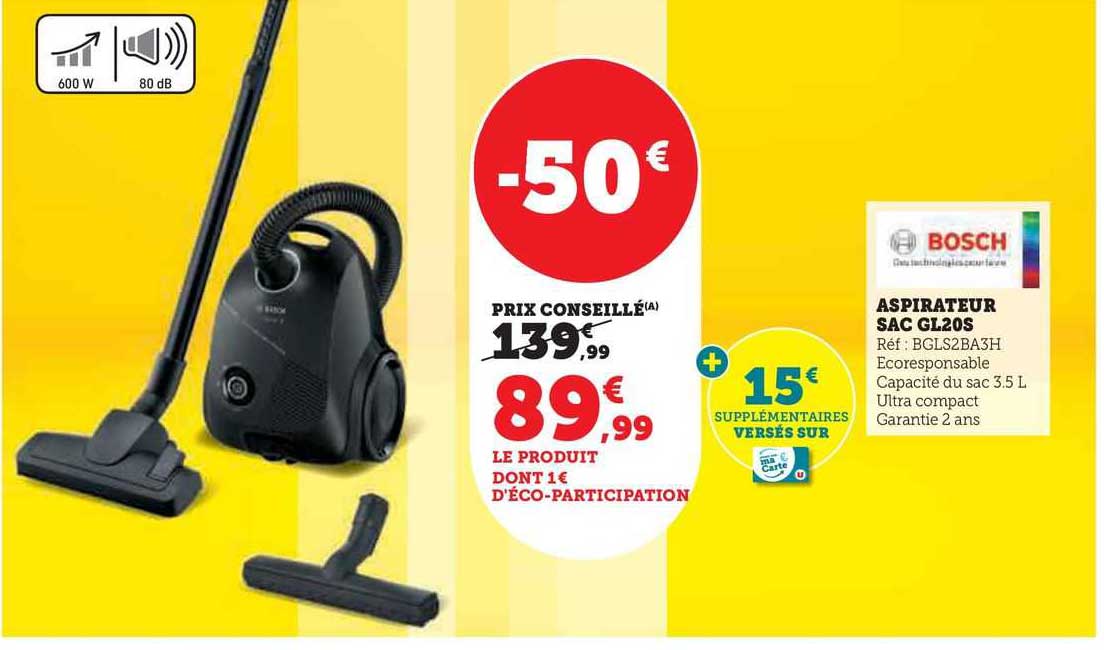 Promo Aspirateur Sac Gl20s Bosch Chez Hyper U ICatalogue Fr