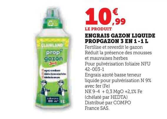 Promo Engrais Gazon Liquide Propgazon 3 En 1 1 L Chez Super U