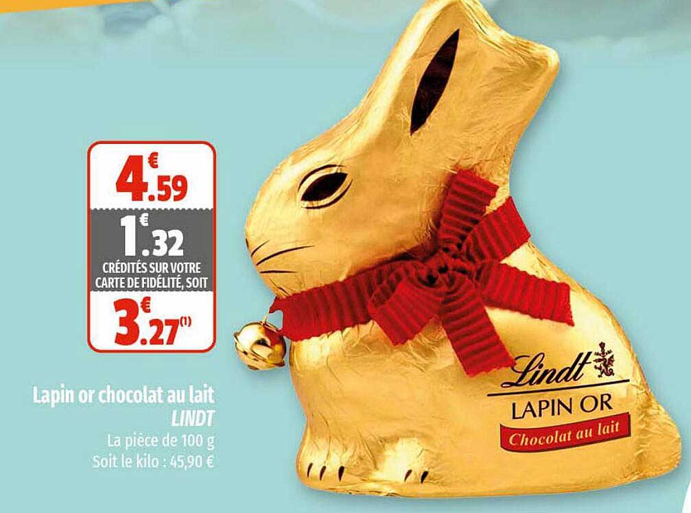 Promo Lapin Or Chocolat Au Lait Lindt Chez Coccimarket Icatalogue Fr