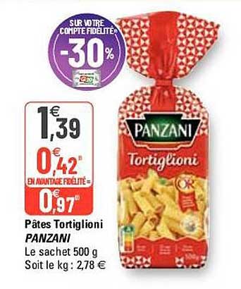 Promo Pâtes Tortiglioni Panzani chez G20 iCatalogue fr