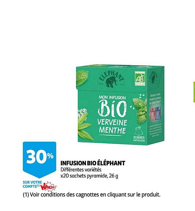 Offre Infusion Bio éléphant chez Auchan