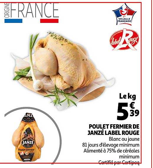 Promo Poulet Fermier De Janzé Label Rouge chez Auchan iCatalogue fr