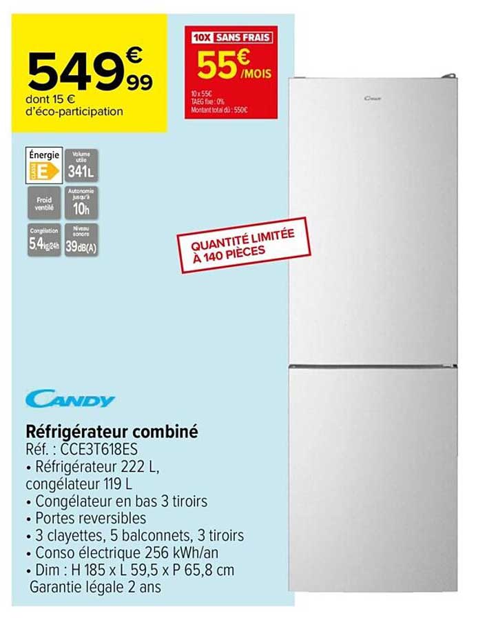 Promo Réfrigérateur Combiné Candy chez Carrefour iCatalogue fr