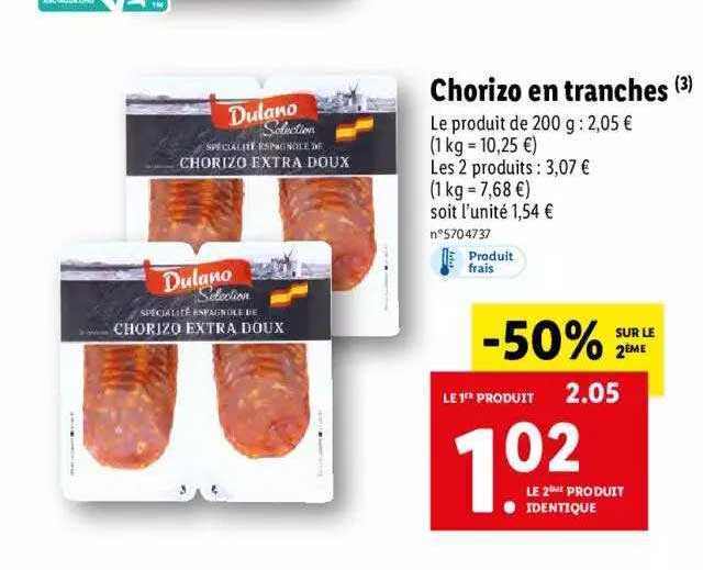 Promo Chorizo En Tranches Chez Lidl Icatalogue Fr