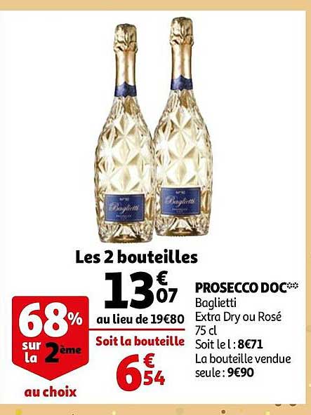 Promo Prosecco Doc Baglietti Extra Dry Ou Ros Chez Auchan Icatalogue Fr