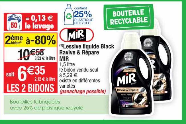 Promo Lessive Liquide Black Ravire Répare Mir chez Migros France