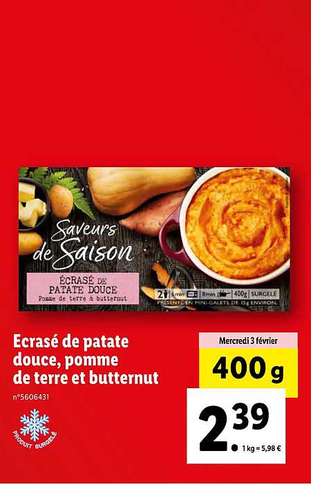 Offre Cras De Patate Douce Pomme De Terre Et Butternut Chez Lidl