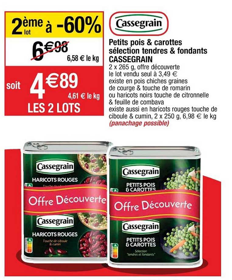 Promo Cassegrain Petits Pois Carottes S Lection Tendres Fondants