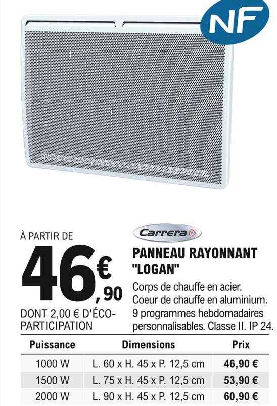 Promo Panneau Rayonnant Logan Carrera Chez E Leclerc Brico