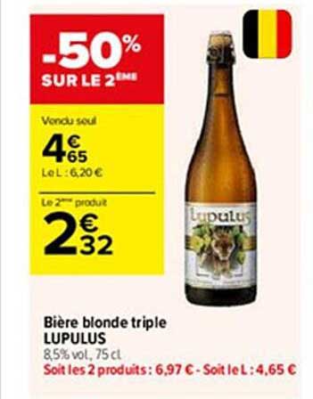 Offre Bière Blonde Triple Lupulus chez Carrefour