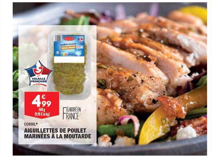 Promo Aiguillettes De Poulet Marinées à La Moutarde Corril chez Aldi