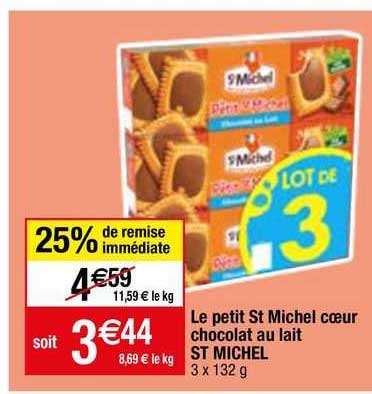 Promo Le Petit St Michel Cœur Chocolat Au Lait St Michel chez Migros