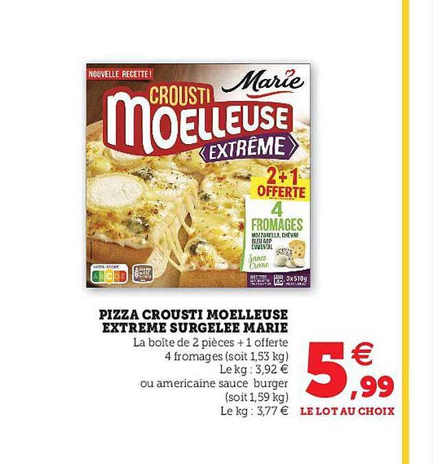 Promo Pizza Crousti Moelleuse Extrême Surgelée Marie chez Hyper U