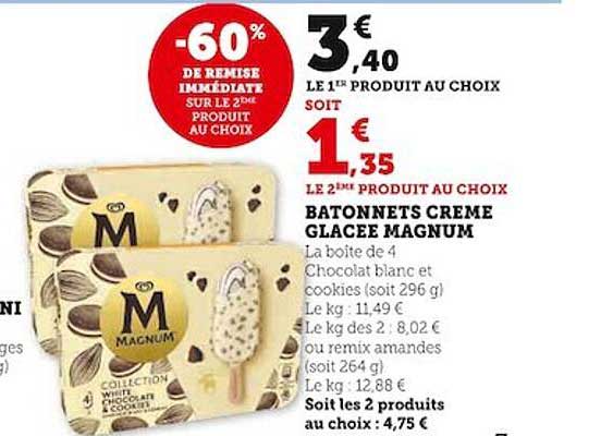 Promo B Tonnets Cr Me Glac E Magnum Chez Super U Icatalogue Fr