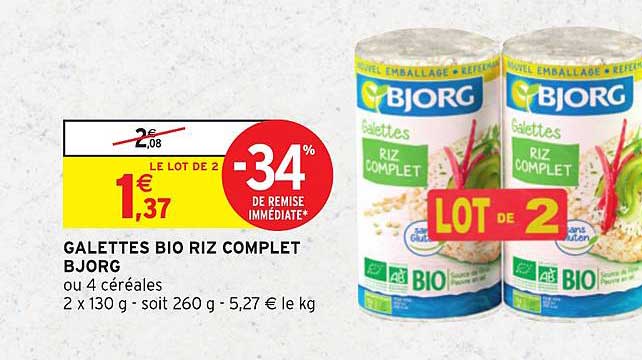 Promo Galettes Bio Riz Complet Bjorg chez Intermarché iCatalogue fr