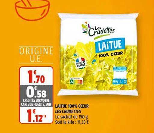 Promo Laitue 100 Cœur Les Crudettes chez Coccinelle Supermarché