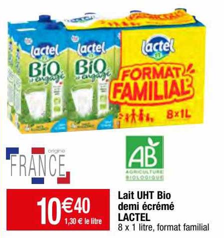 Offre Lait Uht Bio Demi Cr M Lactel Chez Migros France