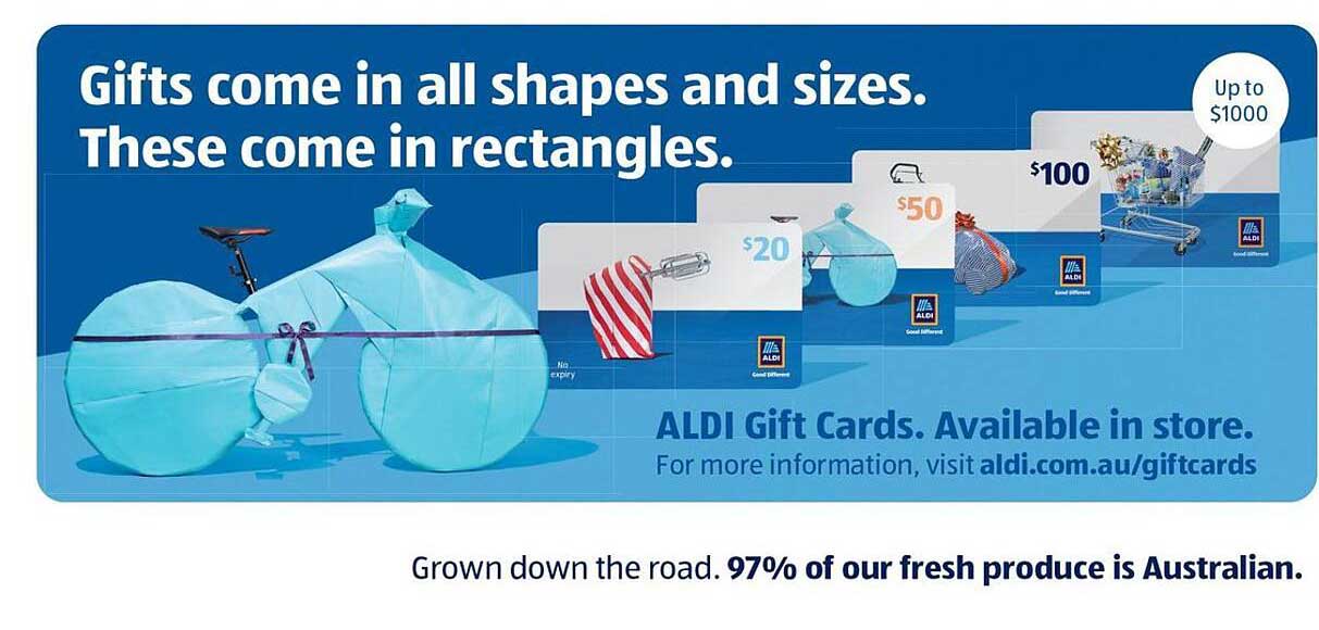 ALDI Gift Cards. Available in store.