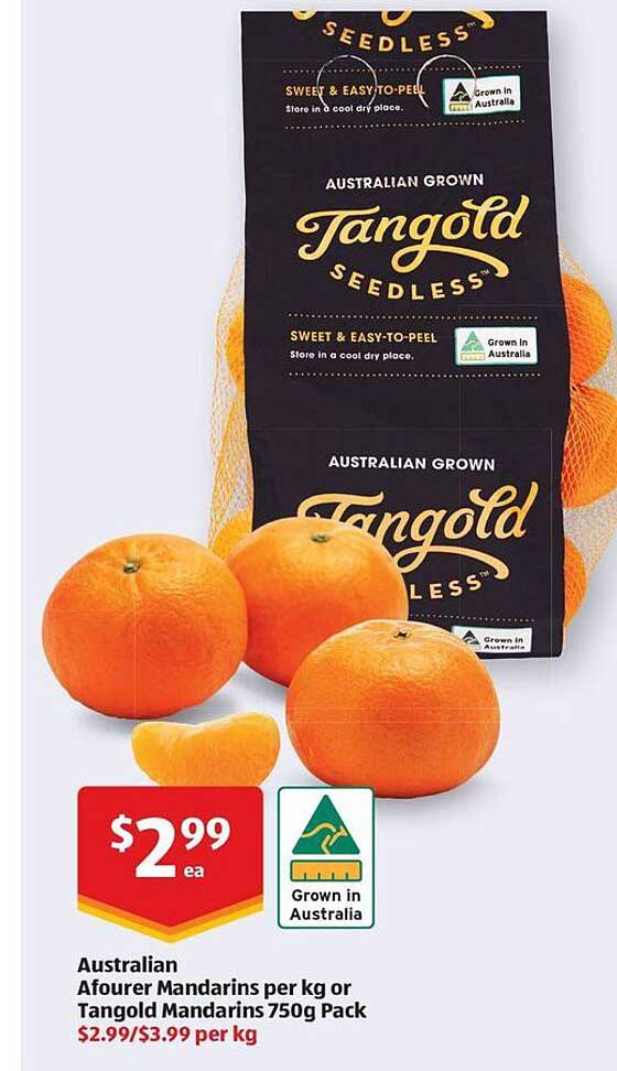 Australian Afourer Mandarins per kg or Tangold Mandarins 750g Pack