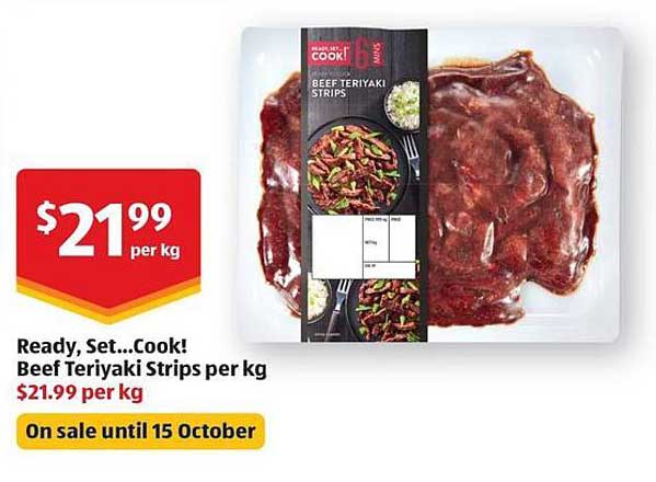 Ready, Set...Cook! Beef Teriyaki Strips per kg