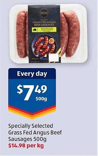 Specially Selected Grass Fed Angus Beef Sausages