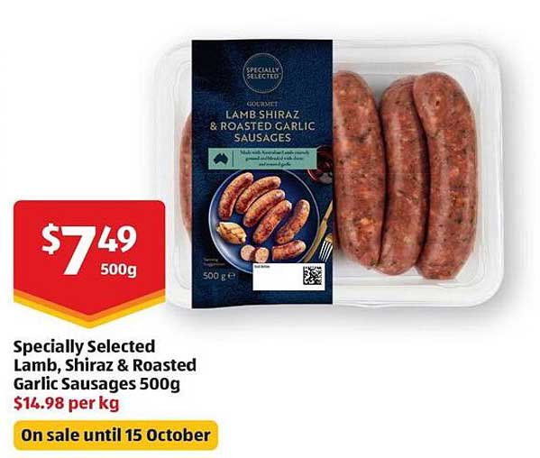 Specially Selected Lamb, Shiraz & Roasted Garlic Sausages