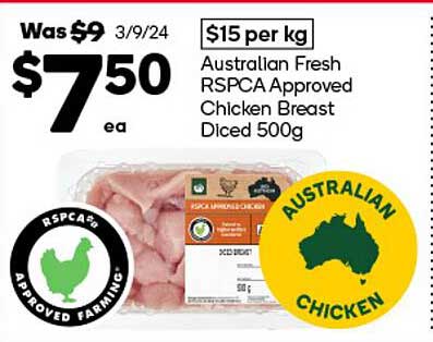 Australian Fresh RSPCA Approved Chicken Breast Diced