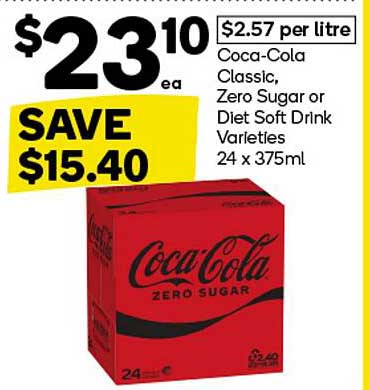 Coca-Cola Classic, Zero Sugar or Diet Soft Drink Varieties