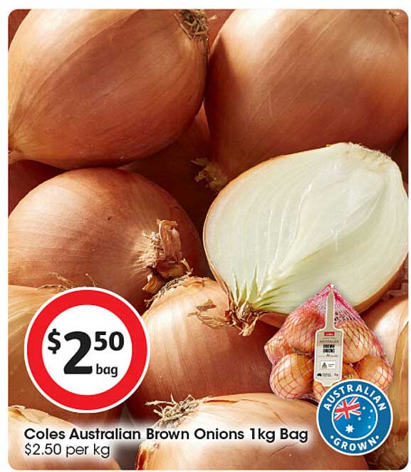 Coles Australian Brown Onions 1kg Bag